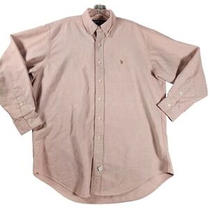 Mens Ralph Lauren Long Sleeve Button Down‎ Shirt Dress Shirt Flesh Pony 15.5"